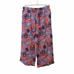 Talbots Crinkle Gauze Pants Size M Seashell‎ Fish Coral Beach Vacay Swim Coverup
